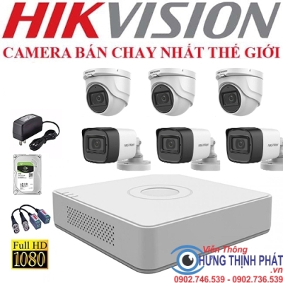 TRỌN BỘ 6 CAMERA QUAN SÁT HIKVISON 2.0 MPX CÓ ÂM THANH